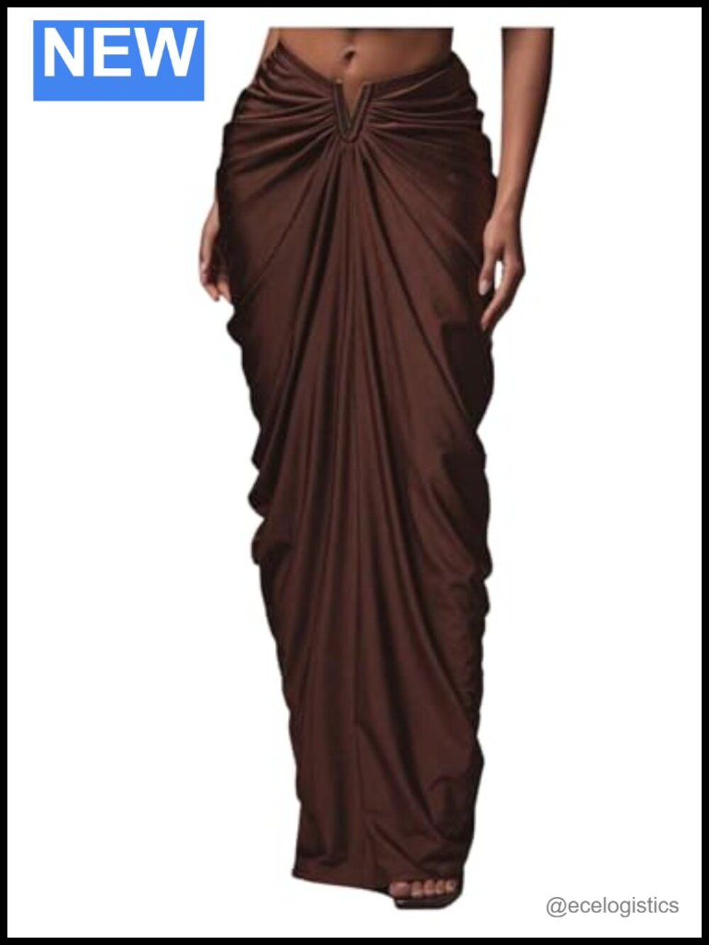 Women's Ruched Bodycon Maxi Skirt Low Rise Party